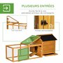 PAWHUT Poulailler cottage multi-équipement perchoir rampe pondoir enclos tiroir à déjection 180L x 92l x 78H cm bois sapin pré-huilé