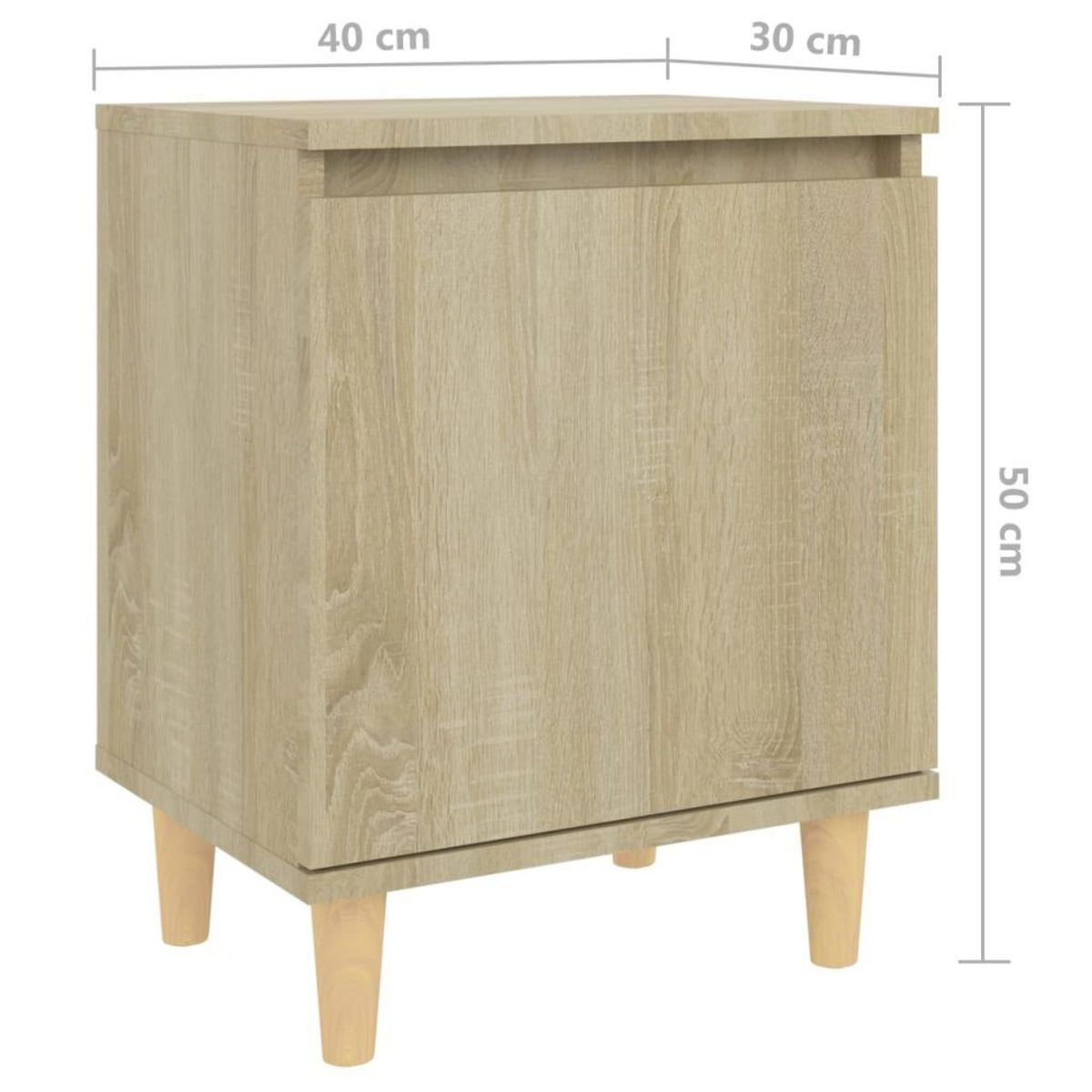 VIDAXL Table de chevet avec pieds en bois Chene sonoma 40x30x50 cm