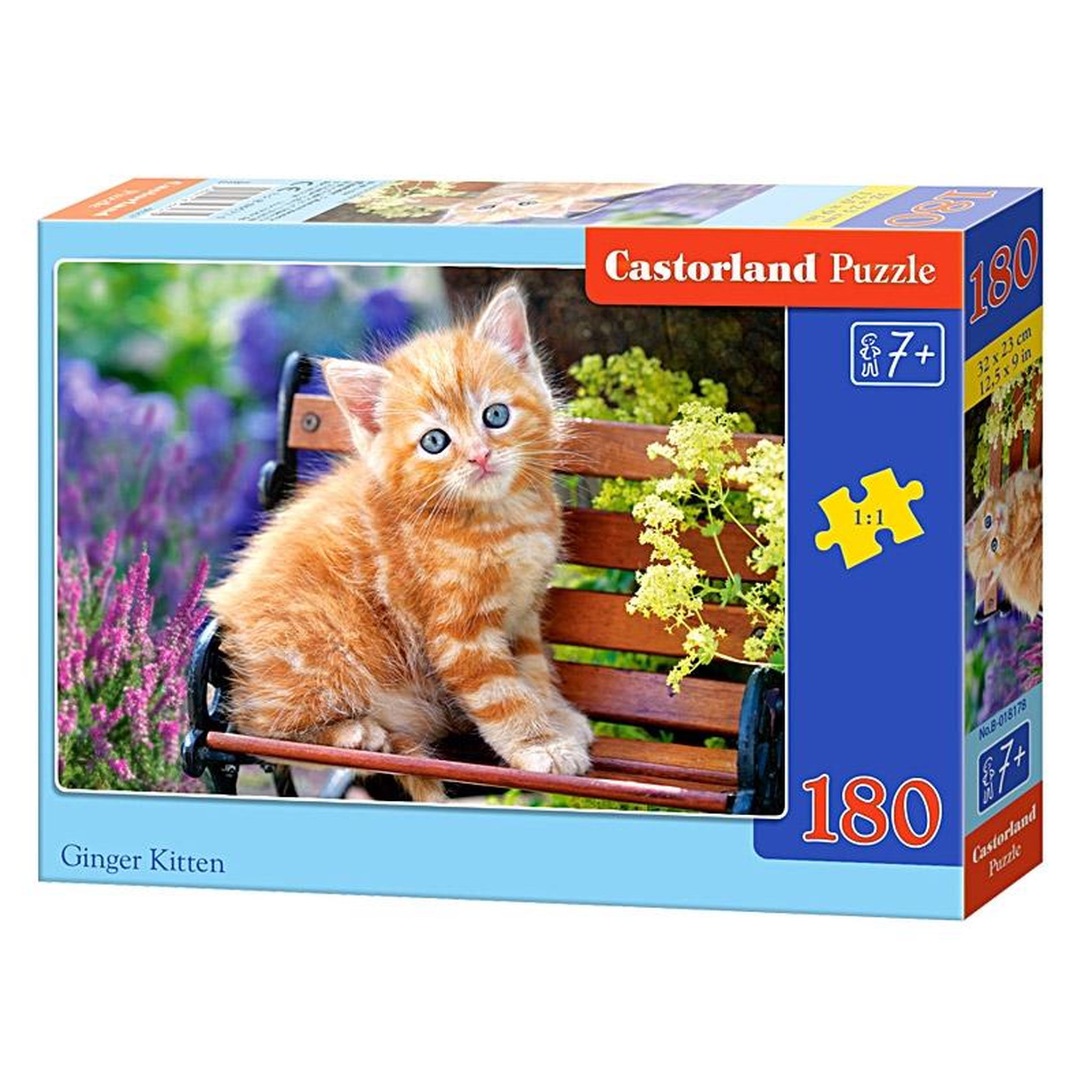 Voir la diapositive 2 : Castorland Puzzle 180 pièces : chaton sur un banc