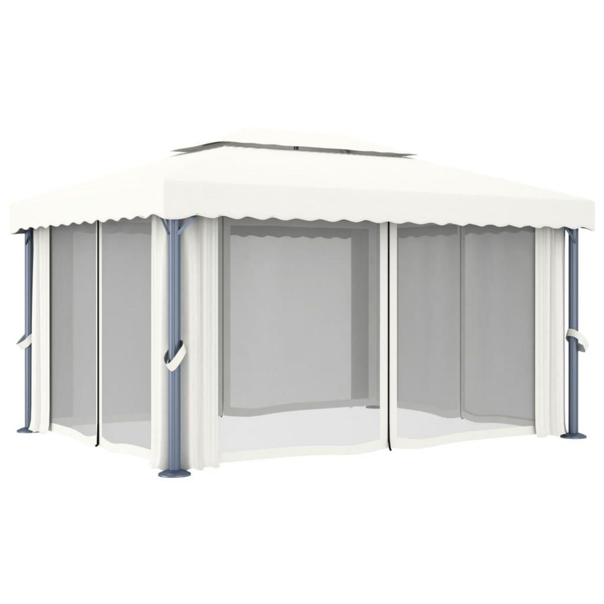 VIDAXL Tonnelle avec rideau 4x3 m Blanc creme Aluminium