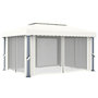 Voir la diapositive 4 : VIDAXL Tonnelle avec rideau 4x3 m Blanc creme Aluminium