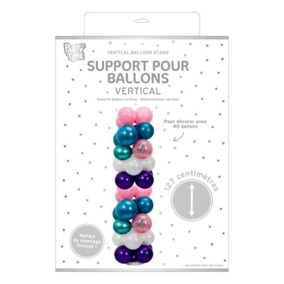 Paris Prix Support pour Ballons  Vertical  127cm Transparent