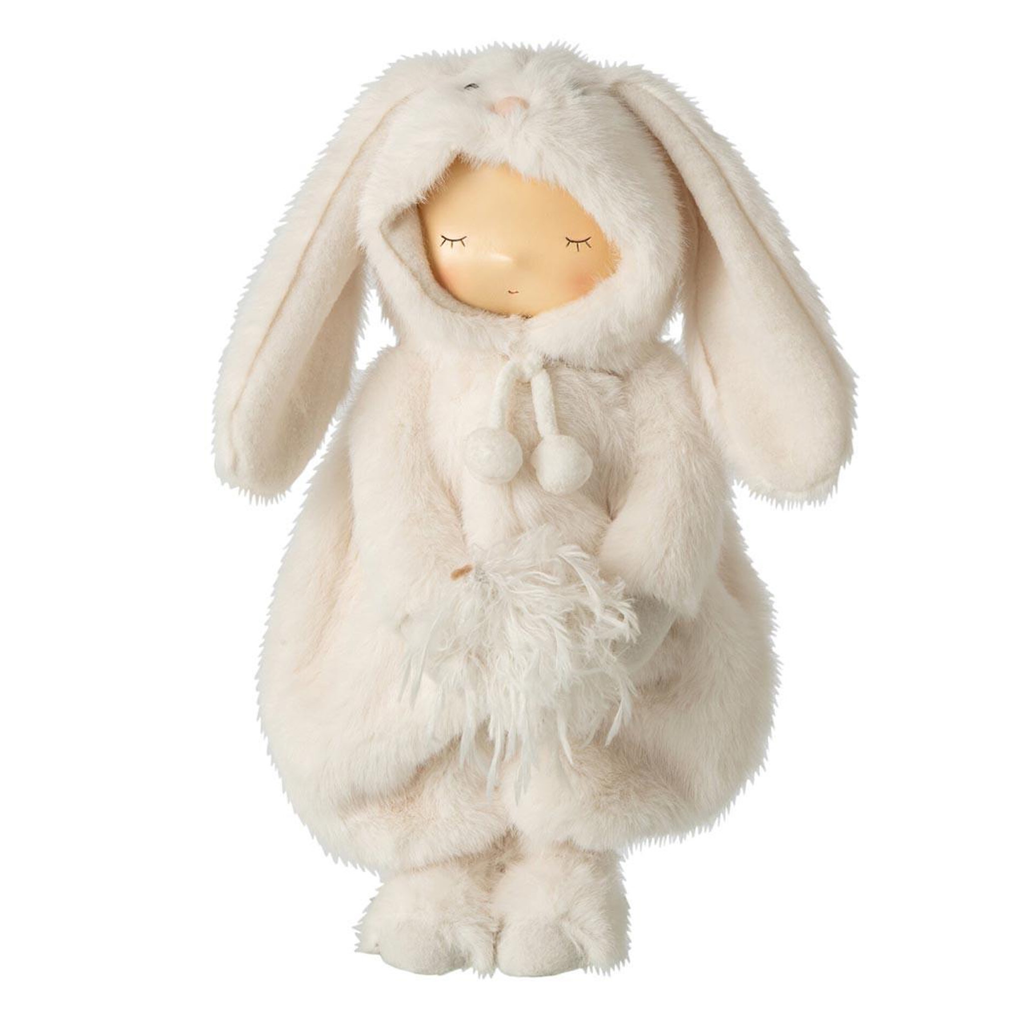 J-LINE Statuette enfant en lapin  laszlo  47cm blanc