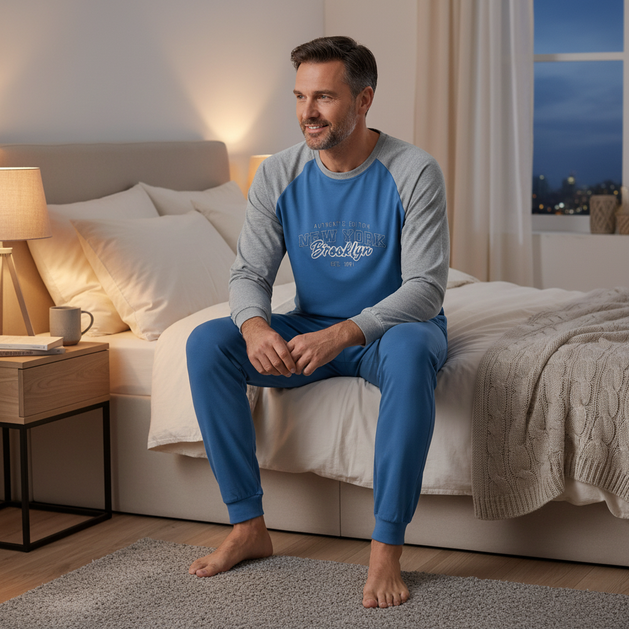 Voir la diapositive 4 : OZABI Ozabi pyjama homme doublé polaire raglan brodé