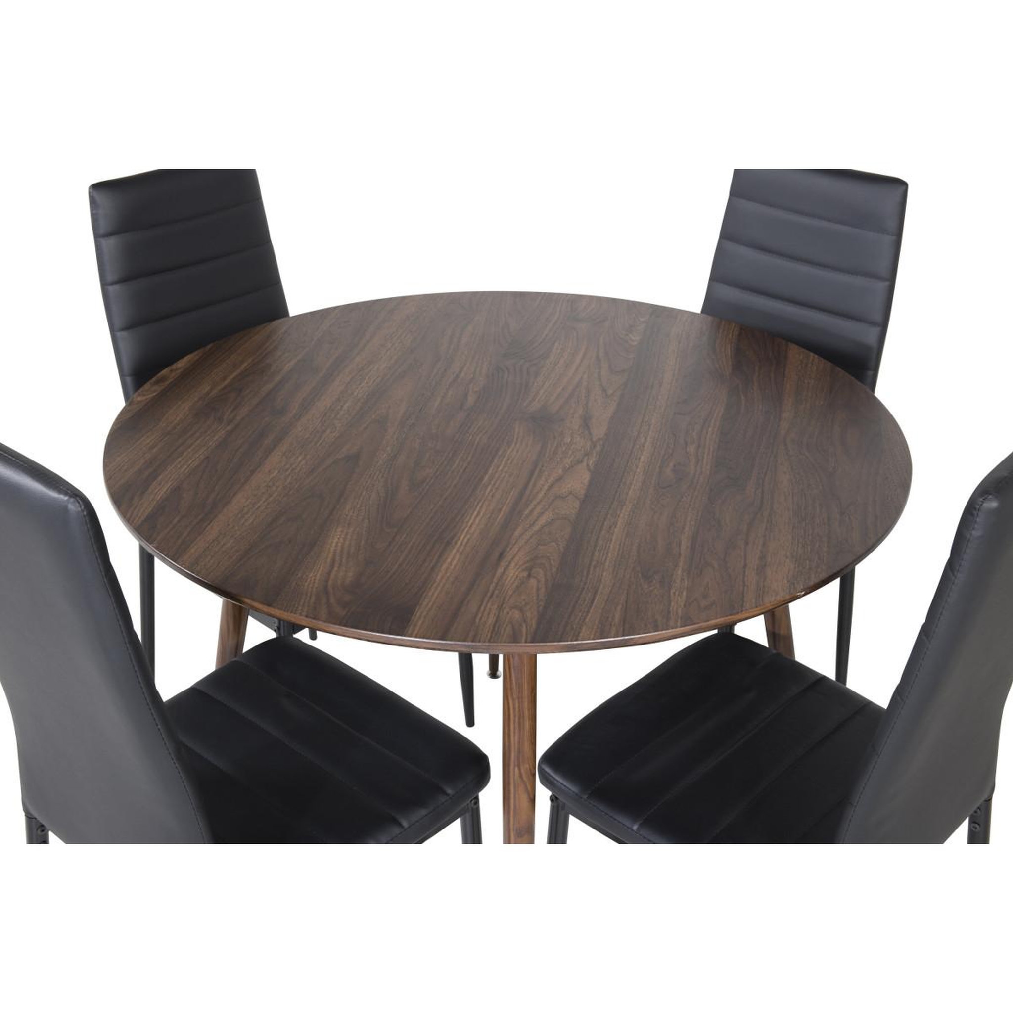 Voir la diapositive 3 : Paris Prix Ensemble table à manger & 4 chaises  plaza & slim  100cm noyer & noir