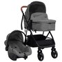 Voir la diapositive 1 : VIDAXL Poussette pour bebe 3-en-1 Gris clair et noir Acier