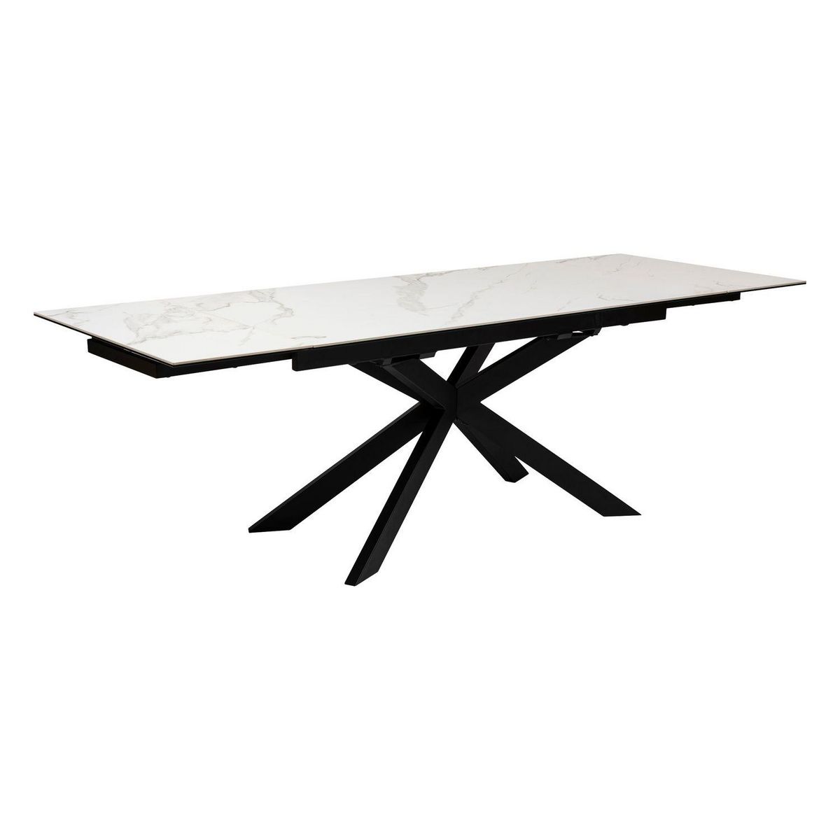 ATMOSPHERA Table à manger extensible en céramique et métal pour 6 à 8 personnes - Blanc