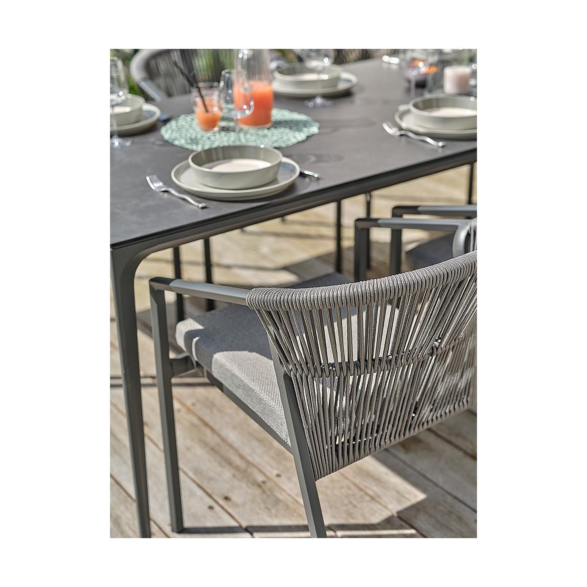 Voir la diapositive 6 : Paris Prix Ensemble table de jardin & 6 fauteuils  tigua & gambi  200cm anthracite