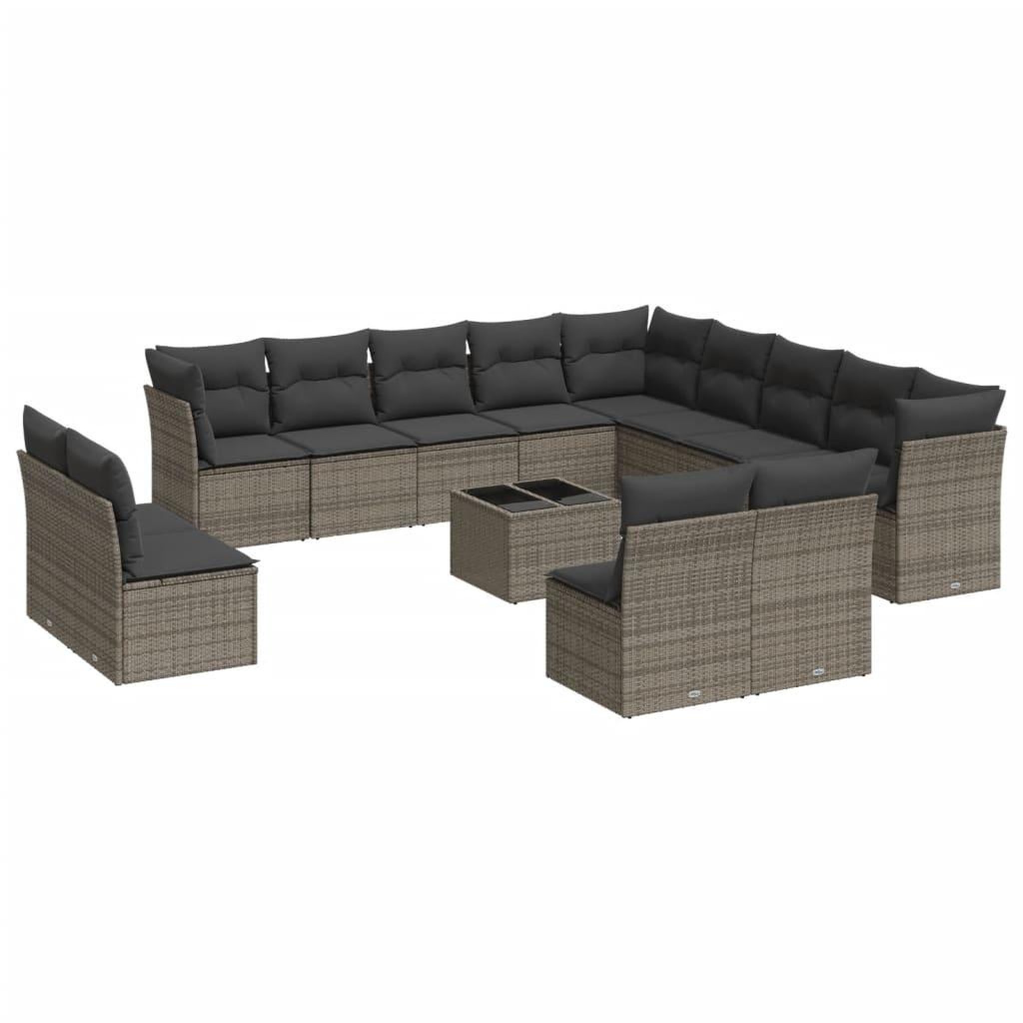 Voir la diapositive 2 : VIDAXL Salon de jardin avec coussins 14 pcs gris resine tressee