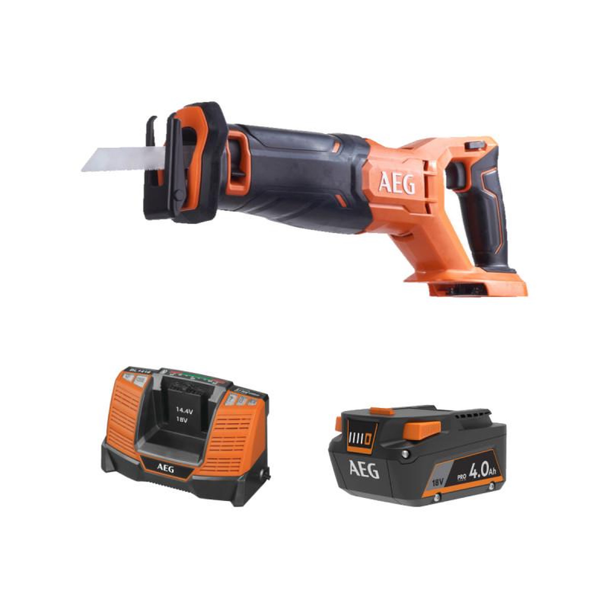 Voir la diapositive 1 : AEG Pack AEG 18V - Scie sabre 28 mm - Batterie 4.0 Ah - Chargeur
