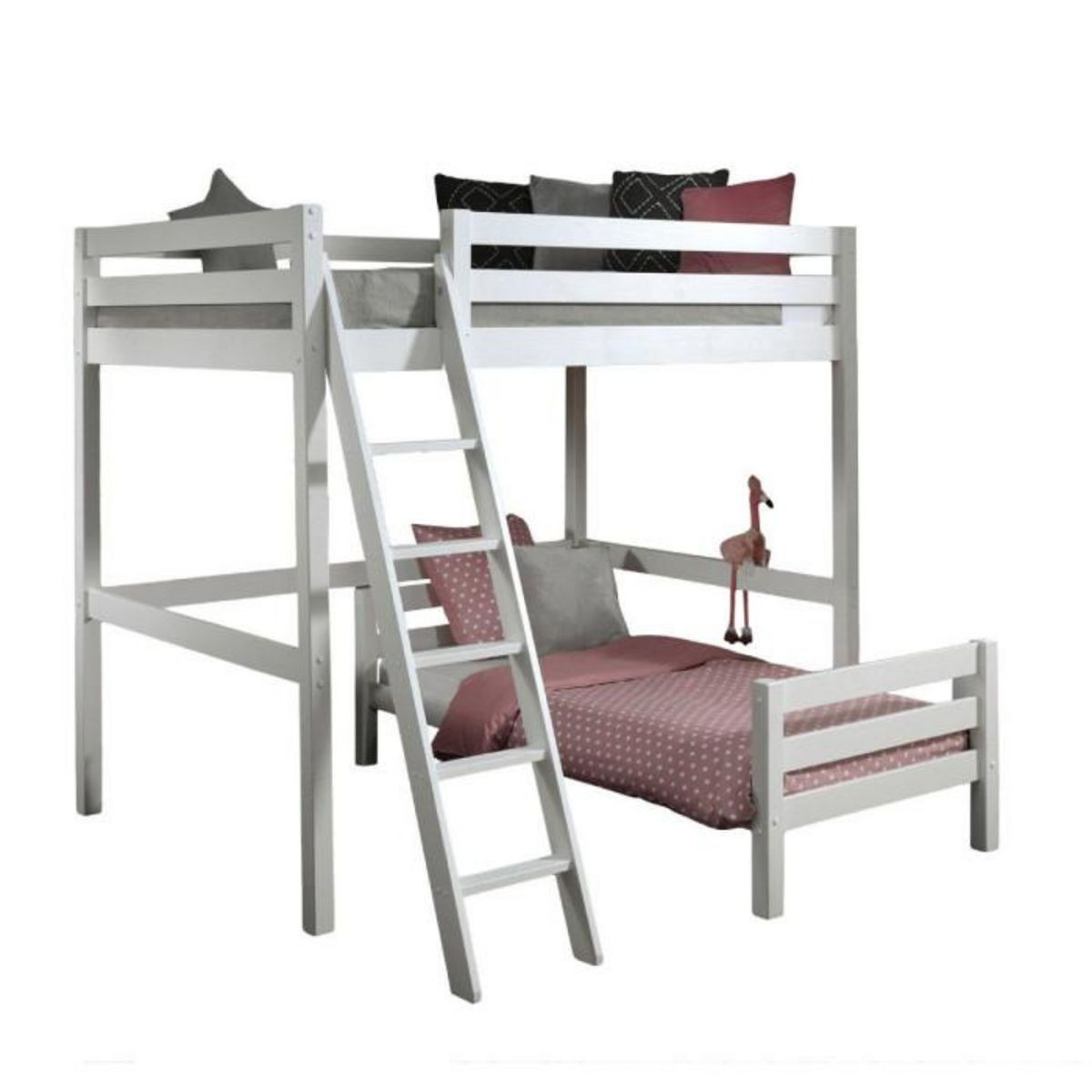 Paris Prix Pack - Lit Mezzanine Enfant & Lit Simple  Pino  Blanc