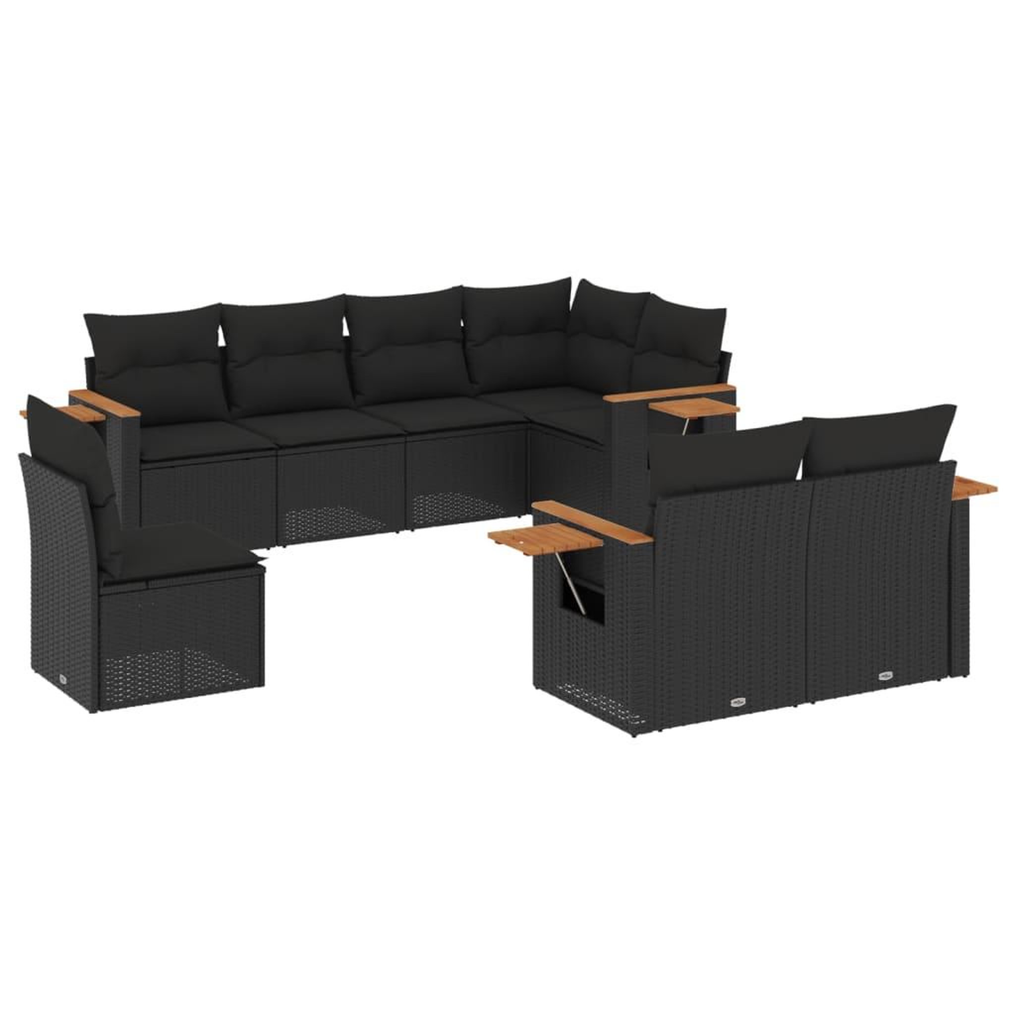 Voir la diapositive 2 : VIDAXL Salon de jardin 8 pcs avec coussins noir resine tressee
