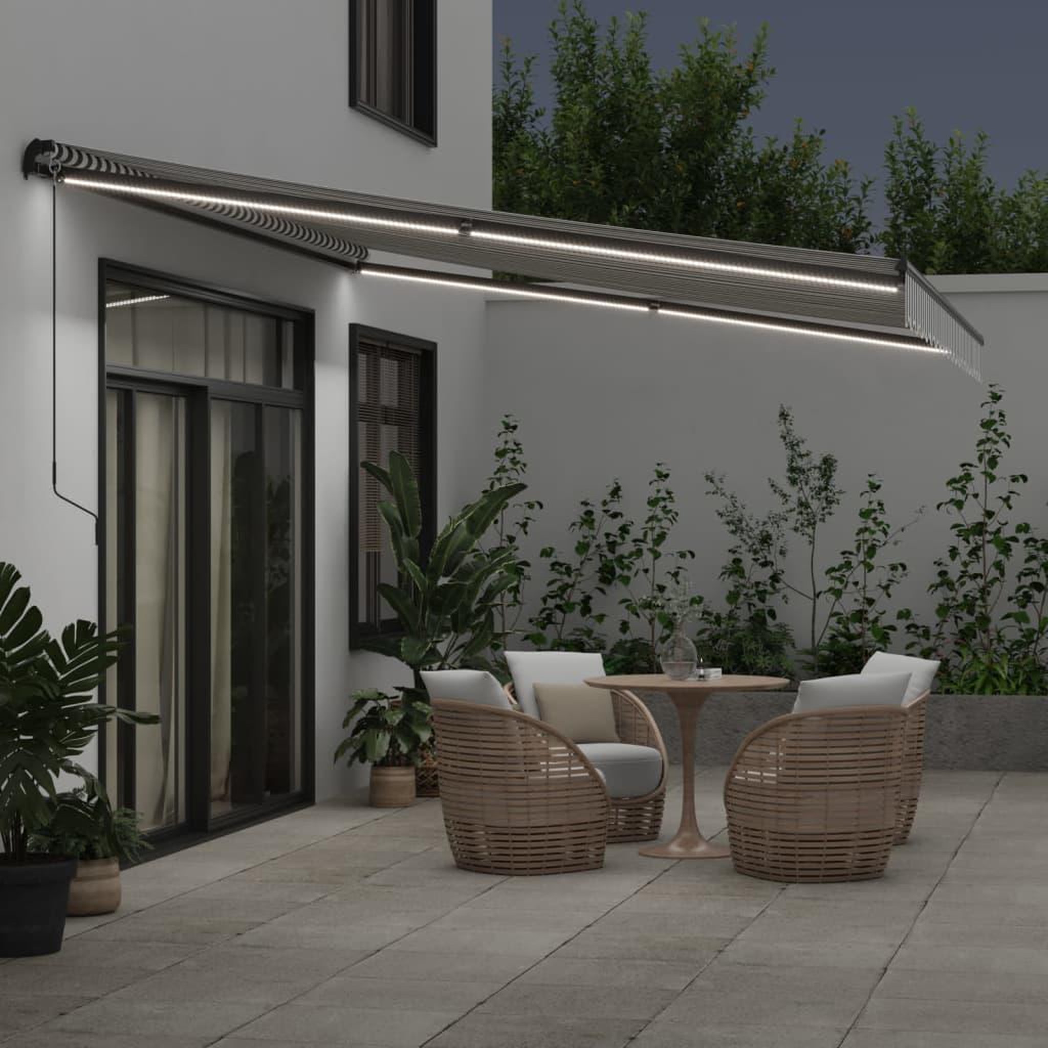 Voir la diapositive 3 : VIDAXL Auvent manuel retractable avec LED anthracite blanc 450x350 cm