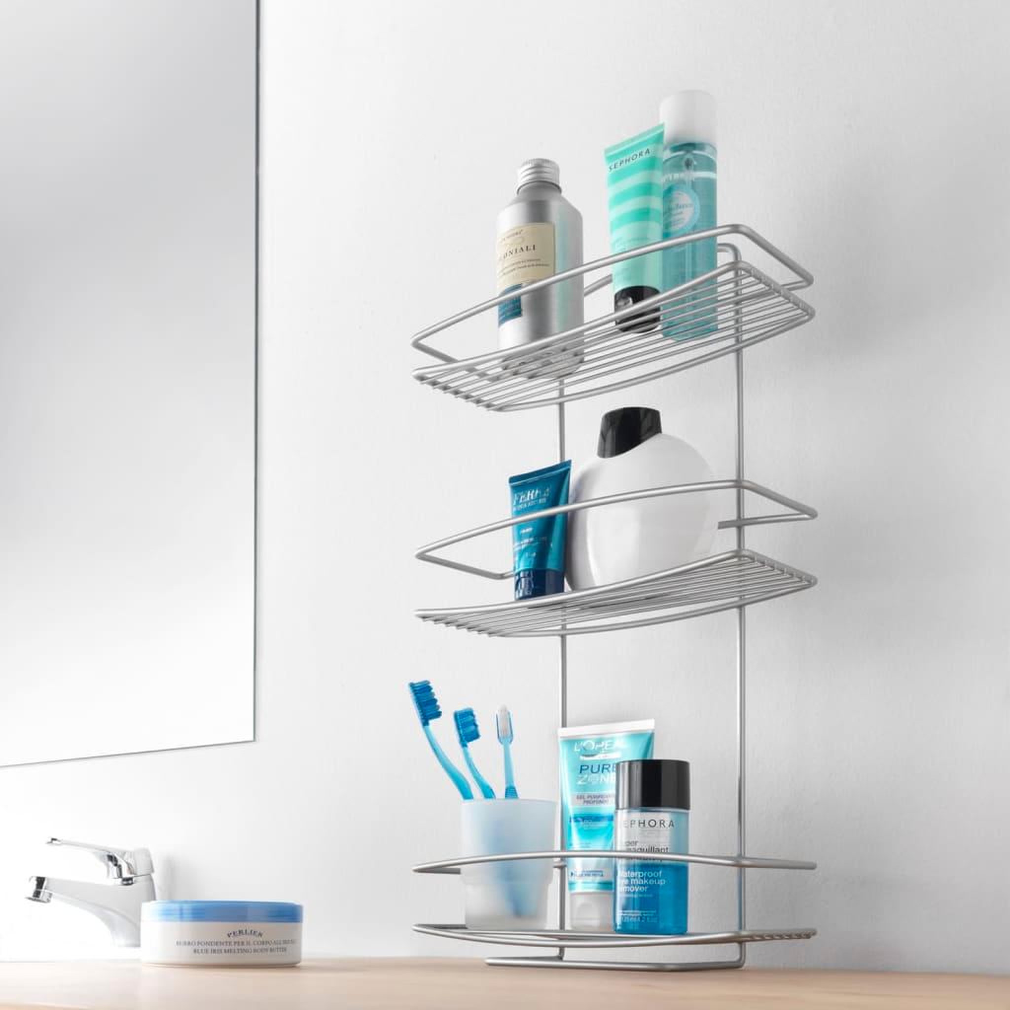 Voir la diapositive 1 : Metaltex Metaltex Support de douche a 3 niveaux Onda Argente