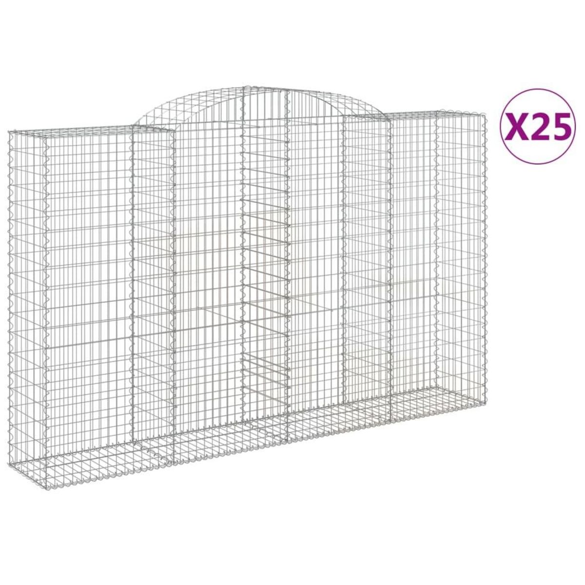 VIDAXL Paniers a gabions arques 25 pcs 300x50x180/200 cm fer galvanise