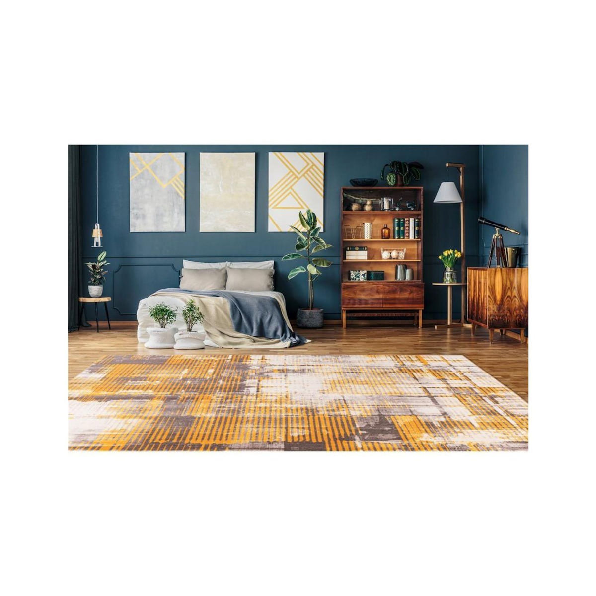 Paris Prix Tapis Tissé Doux à Poils Courts  Saphira  Jaune