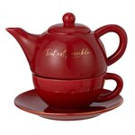 Paris Prix Théière avec Tasse & Sous-Tasse  Ilene  19cm Rouge