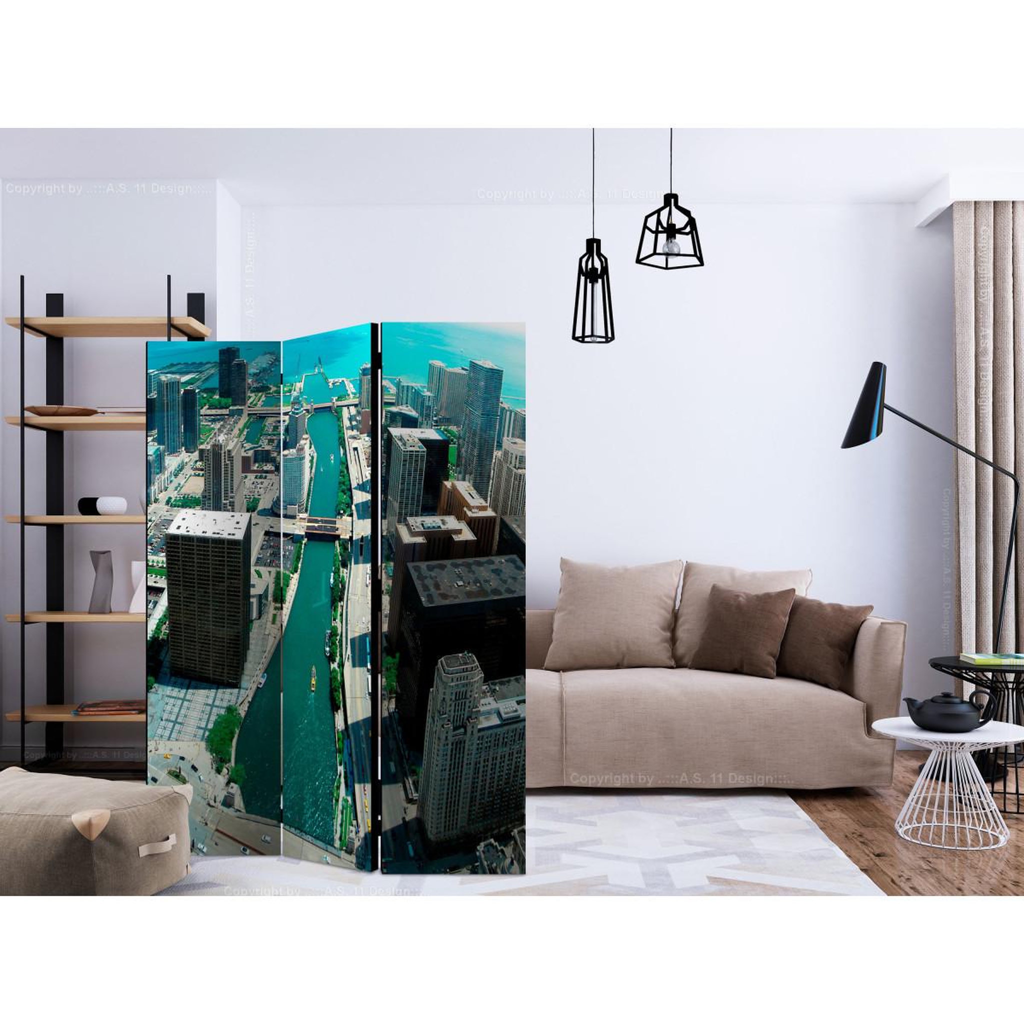 Voir la diapositive 2 : Paris Prix Paravent 3 volets  urban architecture of chicago  135x172cm