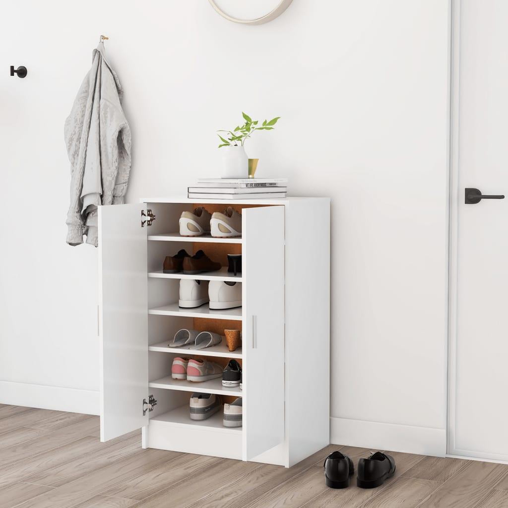 Voir la diapositive 1 : VIDAXL Armoire a chaussures Blanc 60x35x92 cm Bois d'ingenierie