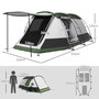 Voir la diapositive 3 : OUTSUNNY Tente de camping familiale 3-4 pers. - tente tunnel porche étanche 2000 mm - sac de transport inclus - gris
