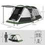 Voir la diapositive 3 : OUTSUNNY Tente de camping familiale 3-4 pers. - tente tunnel porche étanche 2000 mm - sac de transport inclus - gris