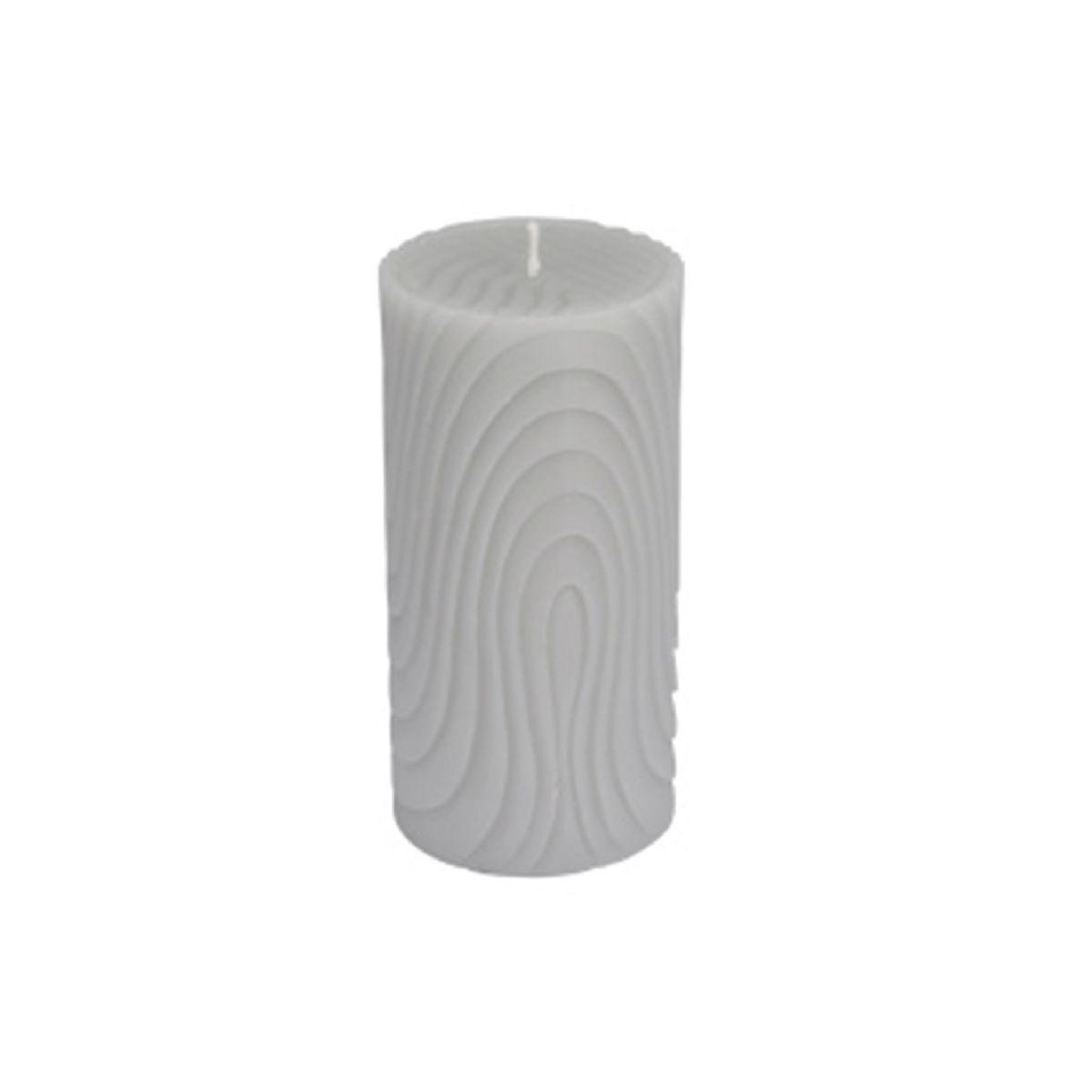 HOMEA Bougie Pilier Déco Embossée  Santan  14cm Gris Clair