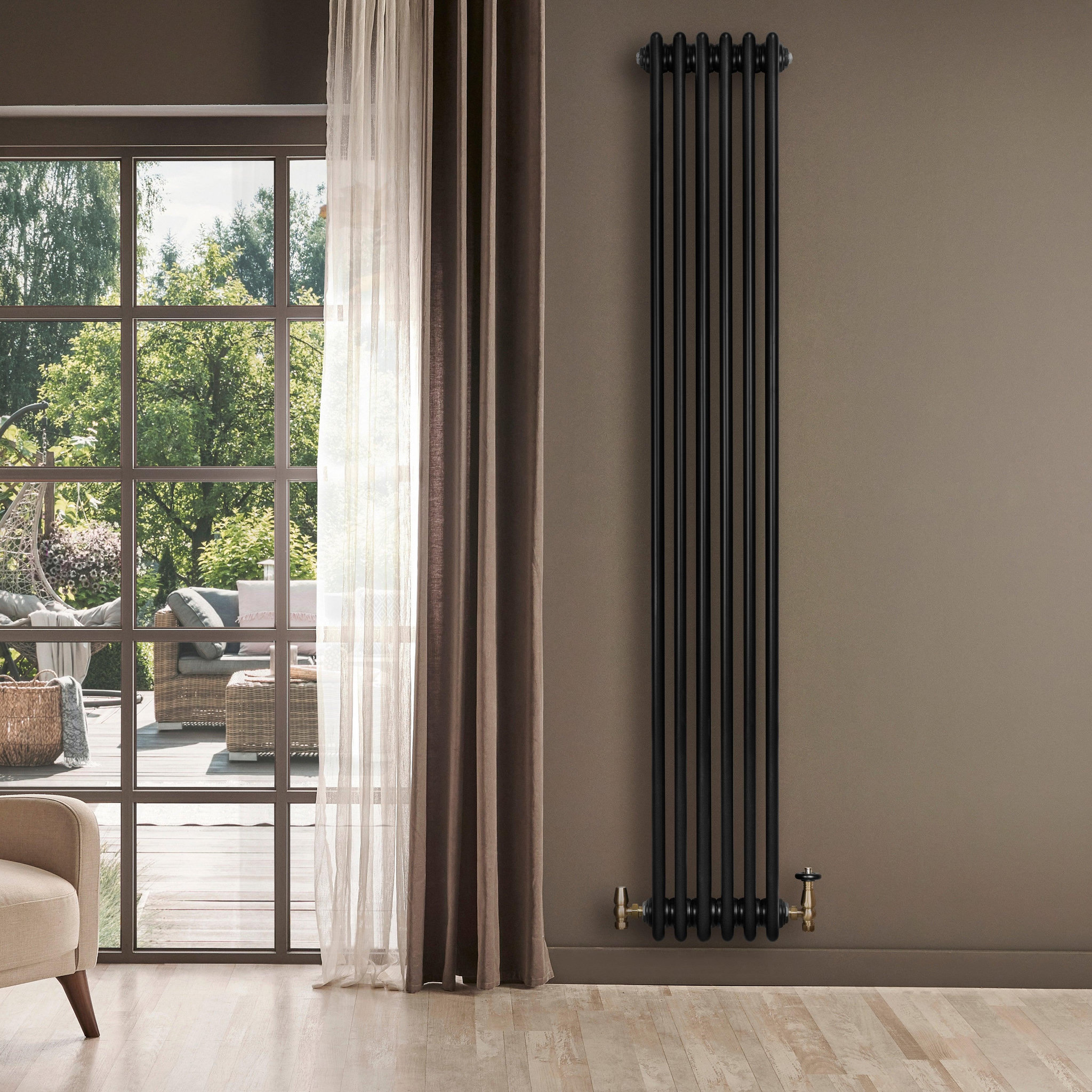 Voir la diapositive 3 : MONSTERSHOP Radiateur traditionnel à 4 colonnes & vannes - 1800 x 290 mm