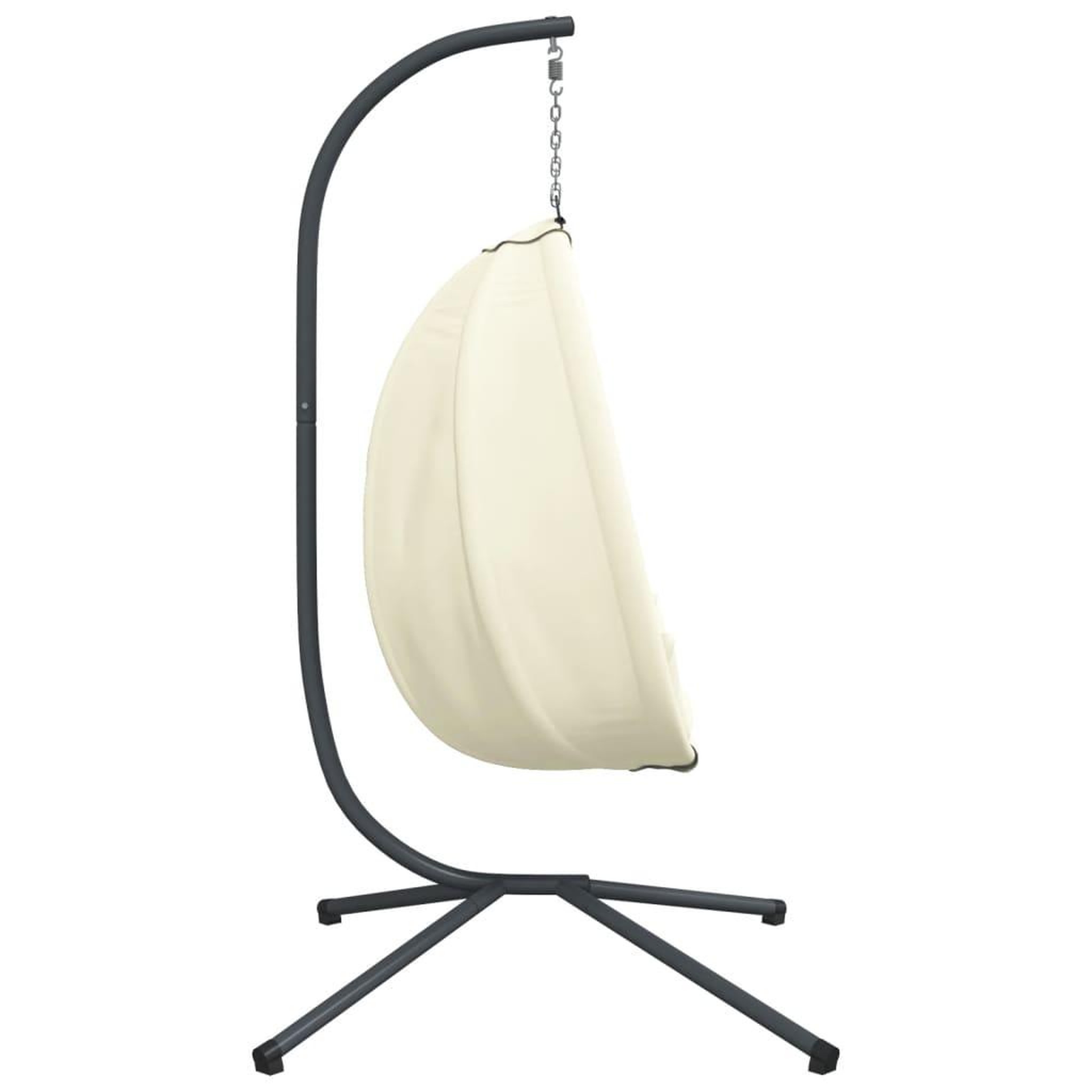 Voir la diapositive 5 : VIDAXL Chaise suspendue en forme d'œuf et support beige tissu et acier