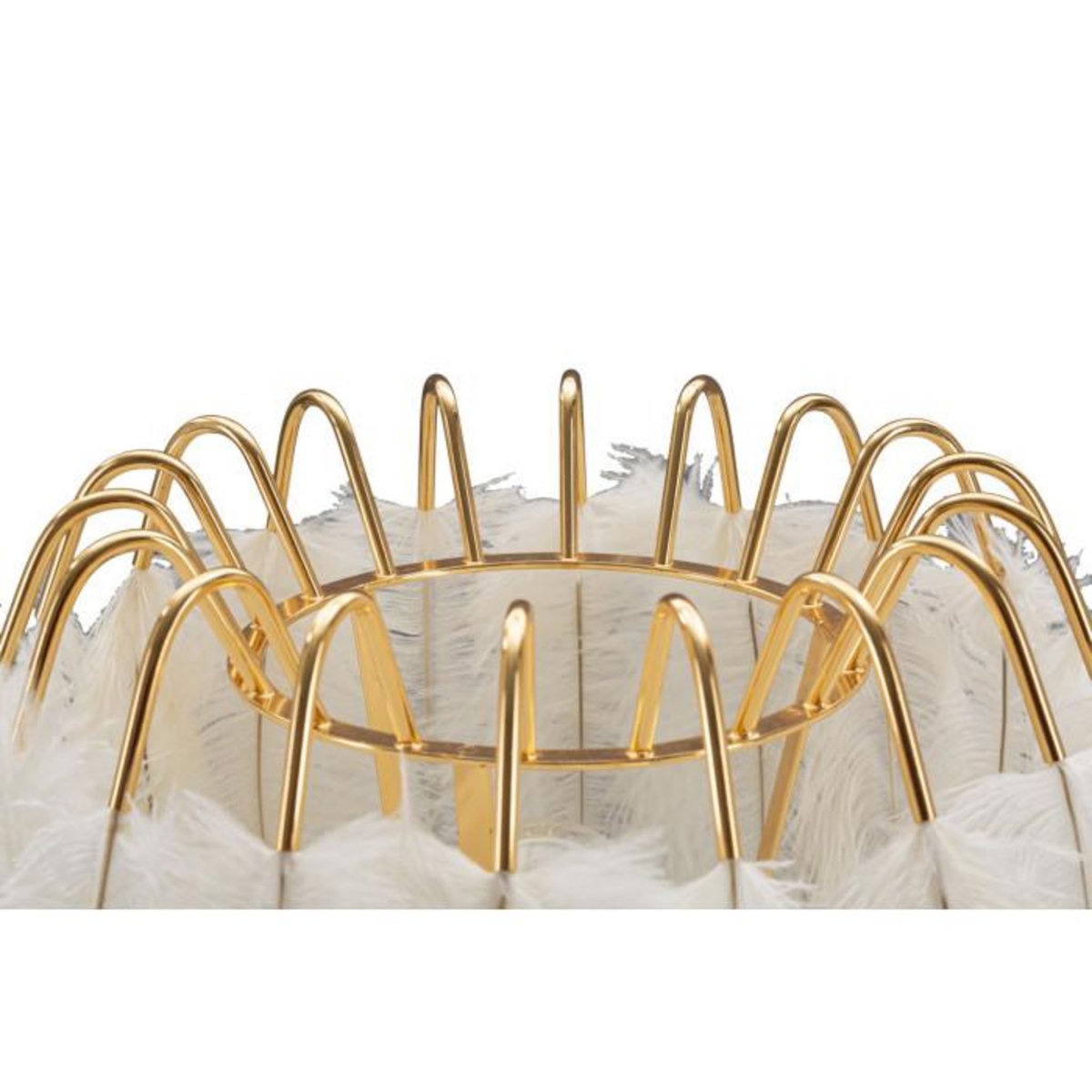 Paris Prix Lampe à Poser Imitation Plume  Stand  60cm Or & Blanc