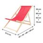 Voir la diapositive 4 : Habitat et Jardin Lot de 2 transat en bois  Chilienne  - 107 x 56.5 x 81 cm - Rouge