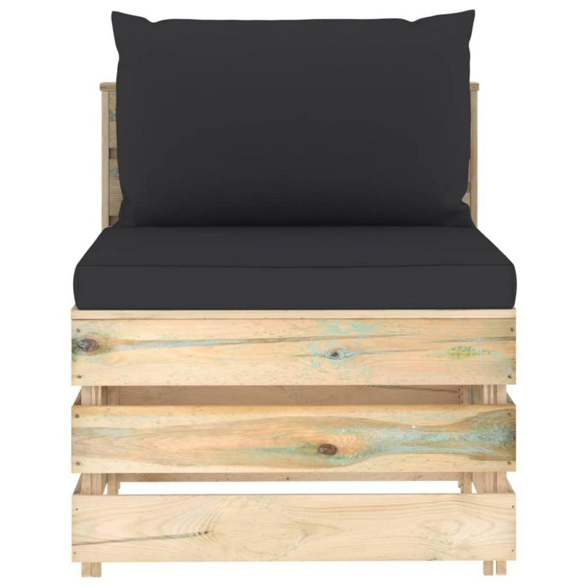 VIDAXL Canape central sectionnel avec coussins Bois impregne de vert