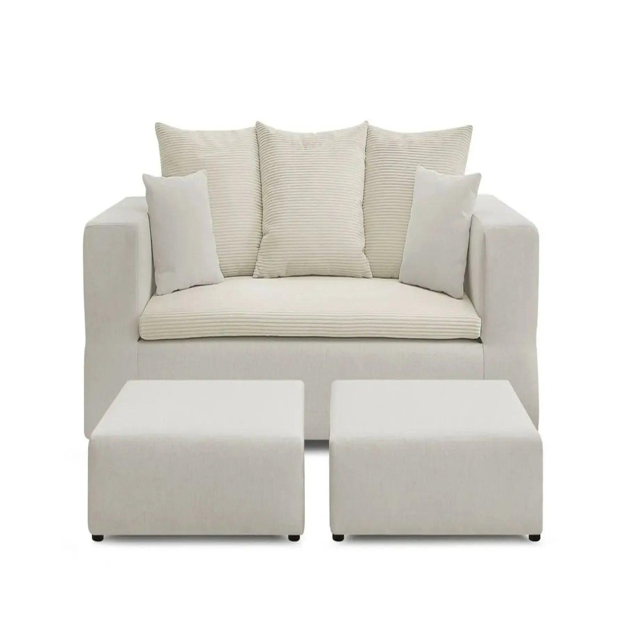 Voir la diapositive 1 : CASANOVA PARIS Ambre - canapé droit convertible bi matière avec deux poufs