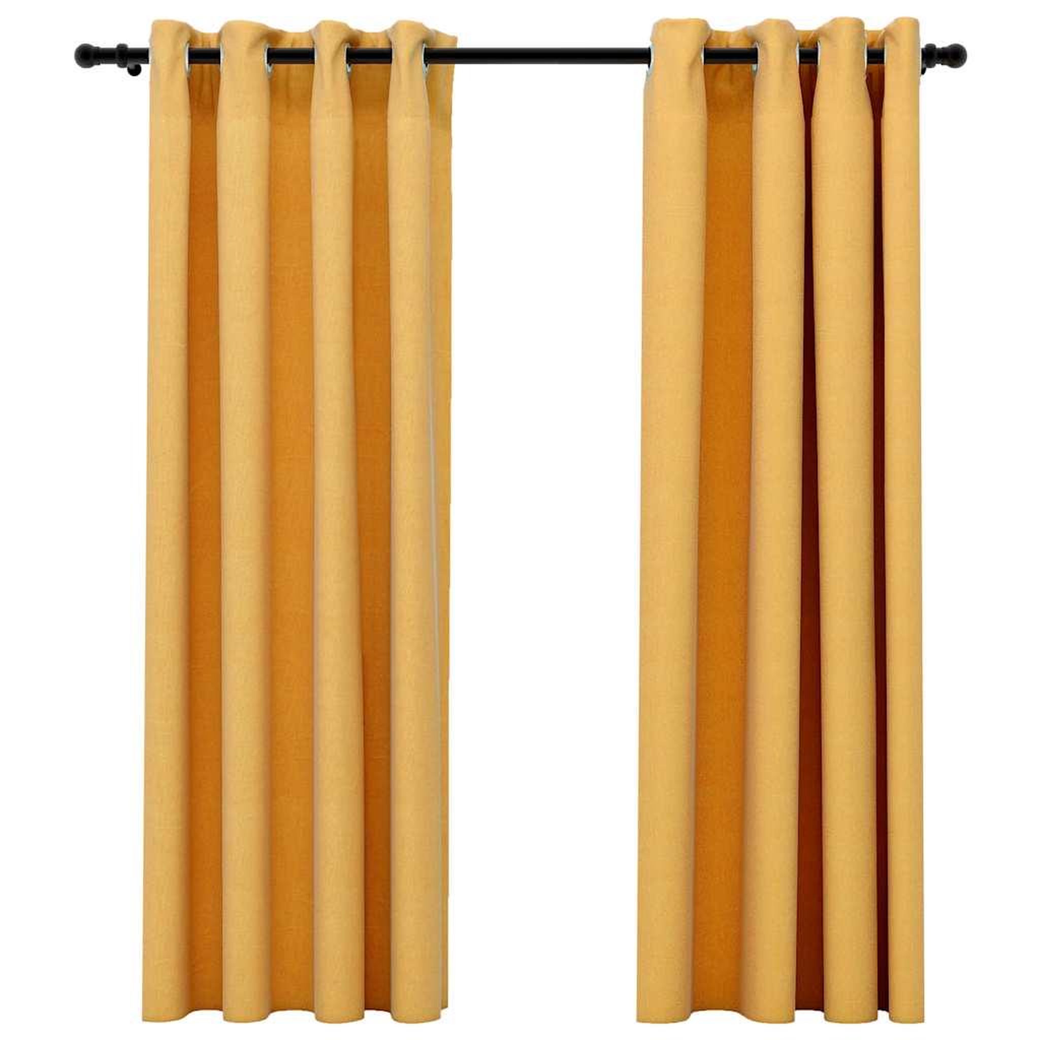 Voir la diapositive 2 : VIDAXL Rideaux occultants Aspect lin a œillets 2 pcs Jaune 140x175 cm