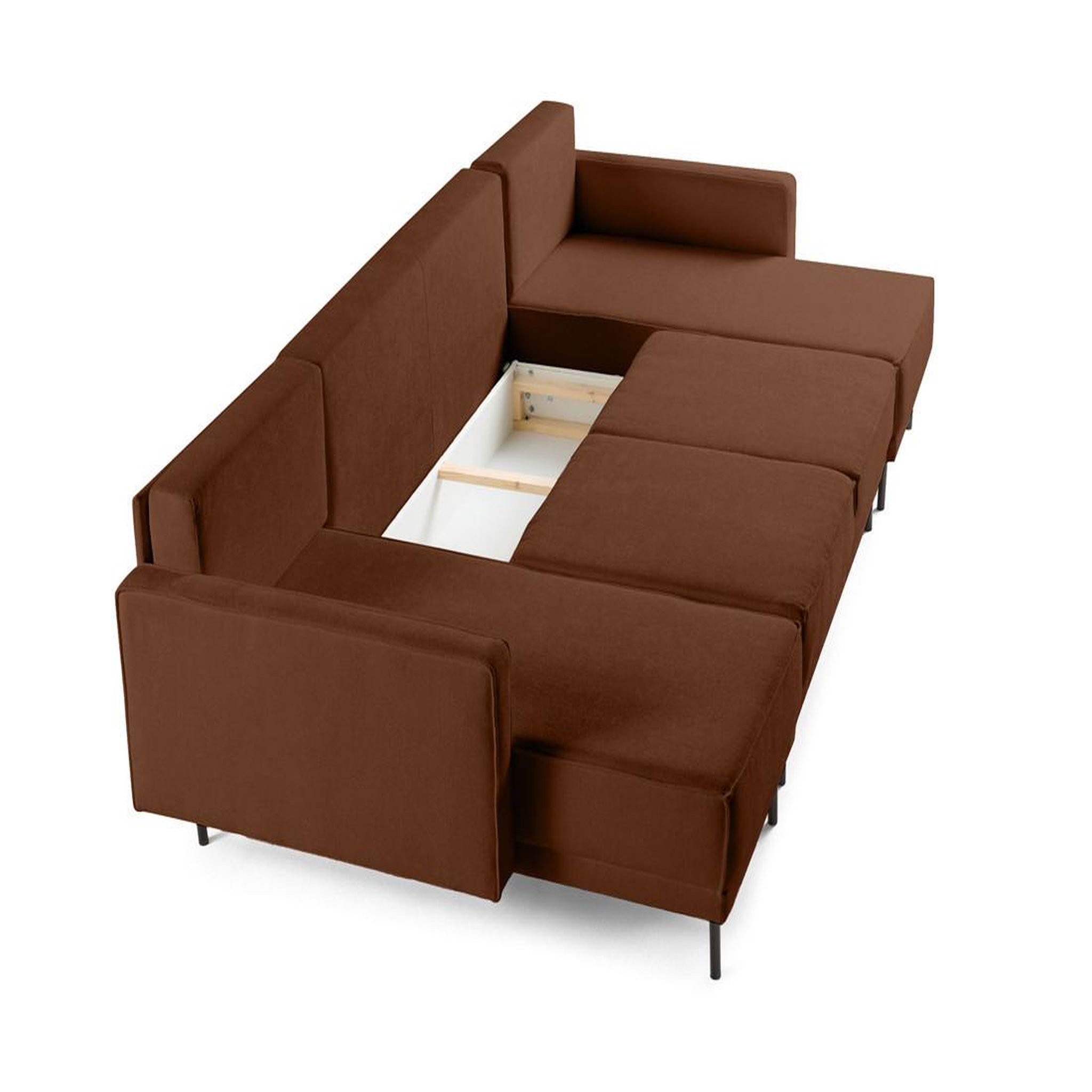 Voir la diapositive 5 : LISA DESIGN Charlie - canapé panoramique en u 7 places - convertible avec coffre - en tissu