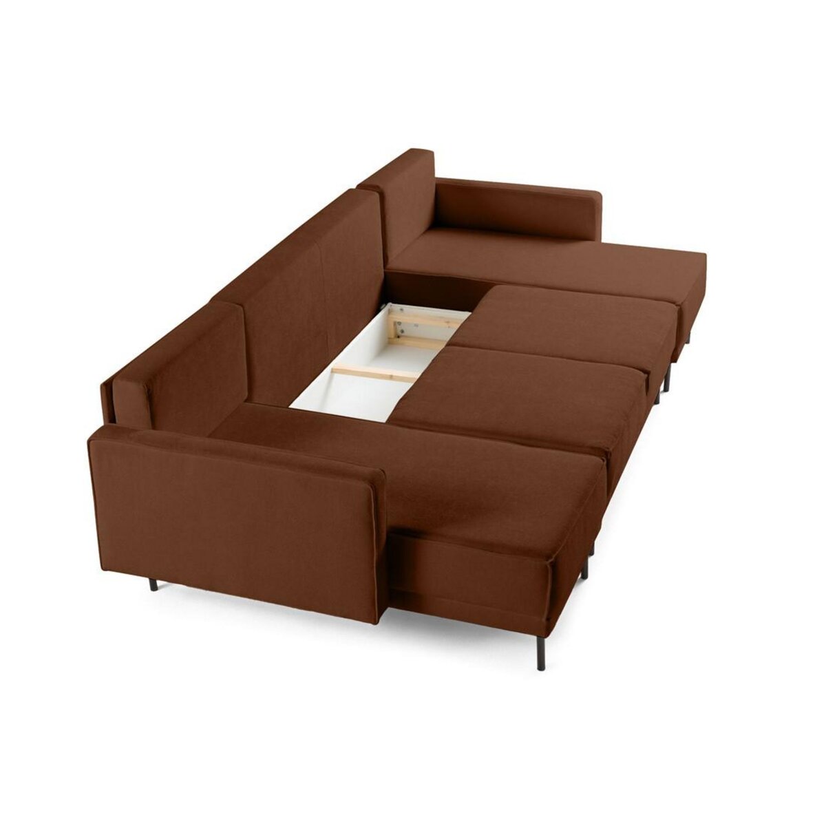 LISA DESIGN Charlie - canapé panoramique en u 7 places - convertible avec coffre - en tissu