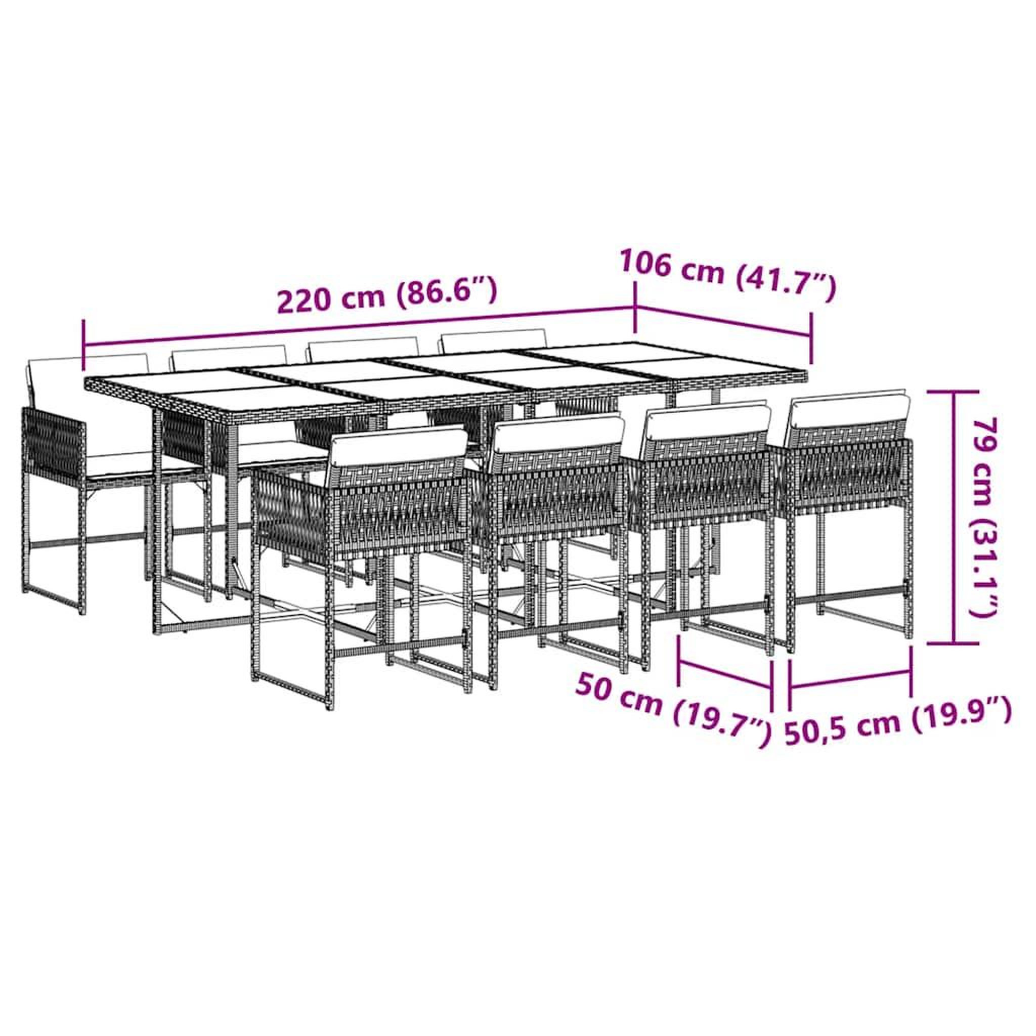 Voir la diapositive 6 : VIDAXL Ensemble a manger de jardin et coussins 9 pcs marron poly rotin