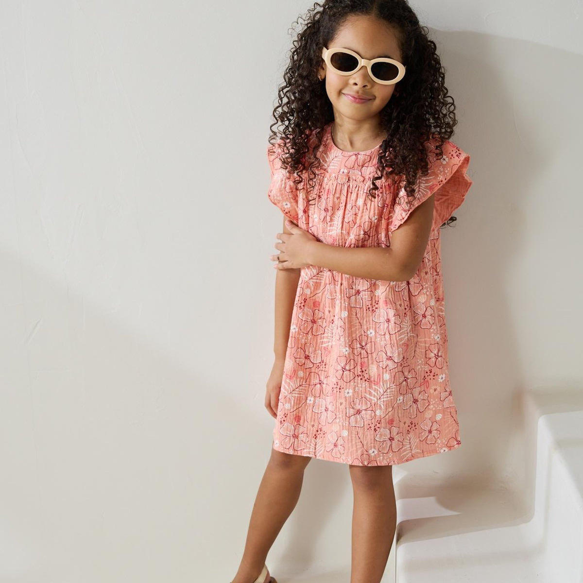 Petit Béguin Robe enfant en gaze de coton Santa Giulia