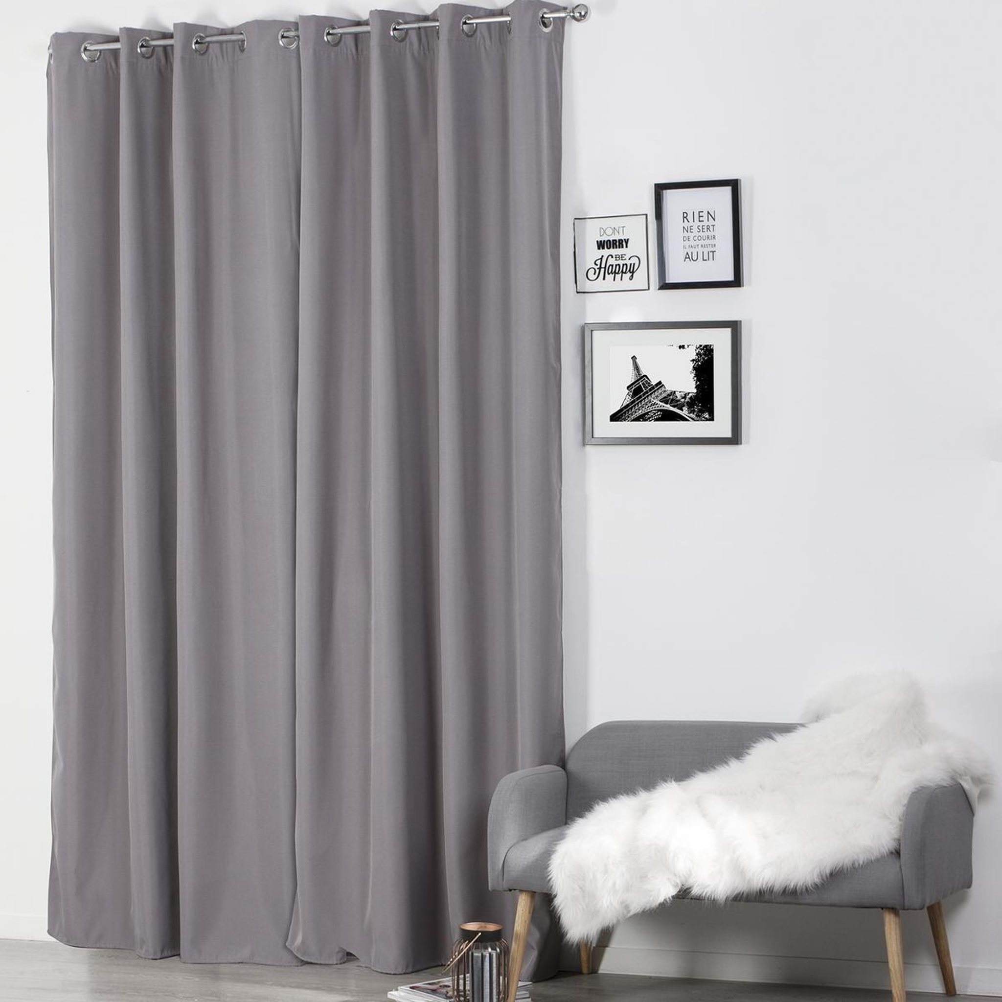 Voir la diapositive 5 : ATMOSPHERA Rideau isolant à œillets  eliat  140x260cm gris