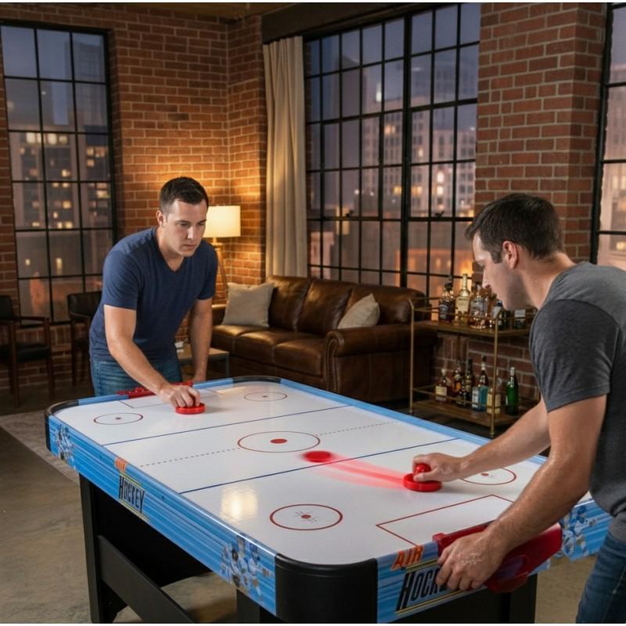 Voir la diapositive 4 : PLAY4FUN Air Hockey Teenager - Table de Air-Hockey avec système d'air pulsé 6-8W - 142 x 72 x 81 cm - Bleu/Noir