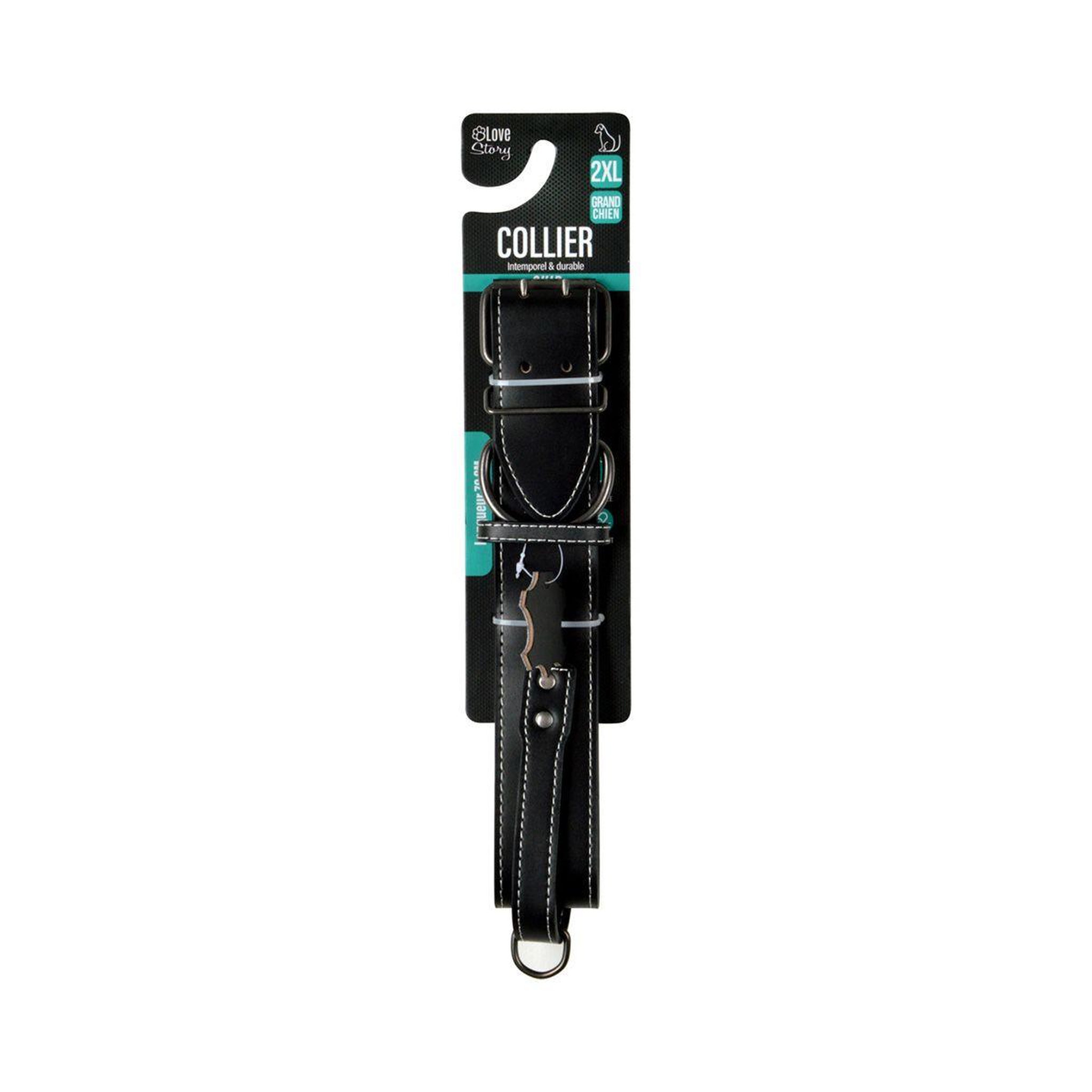 Voir la diapositive 4 : LOVE STORY Collier pour chien 2xl  cuir  70cm noir