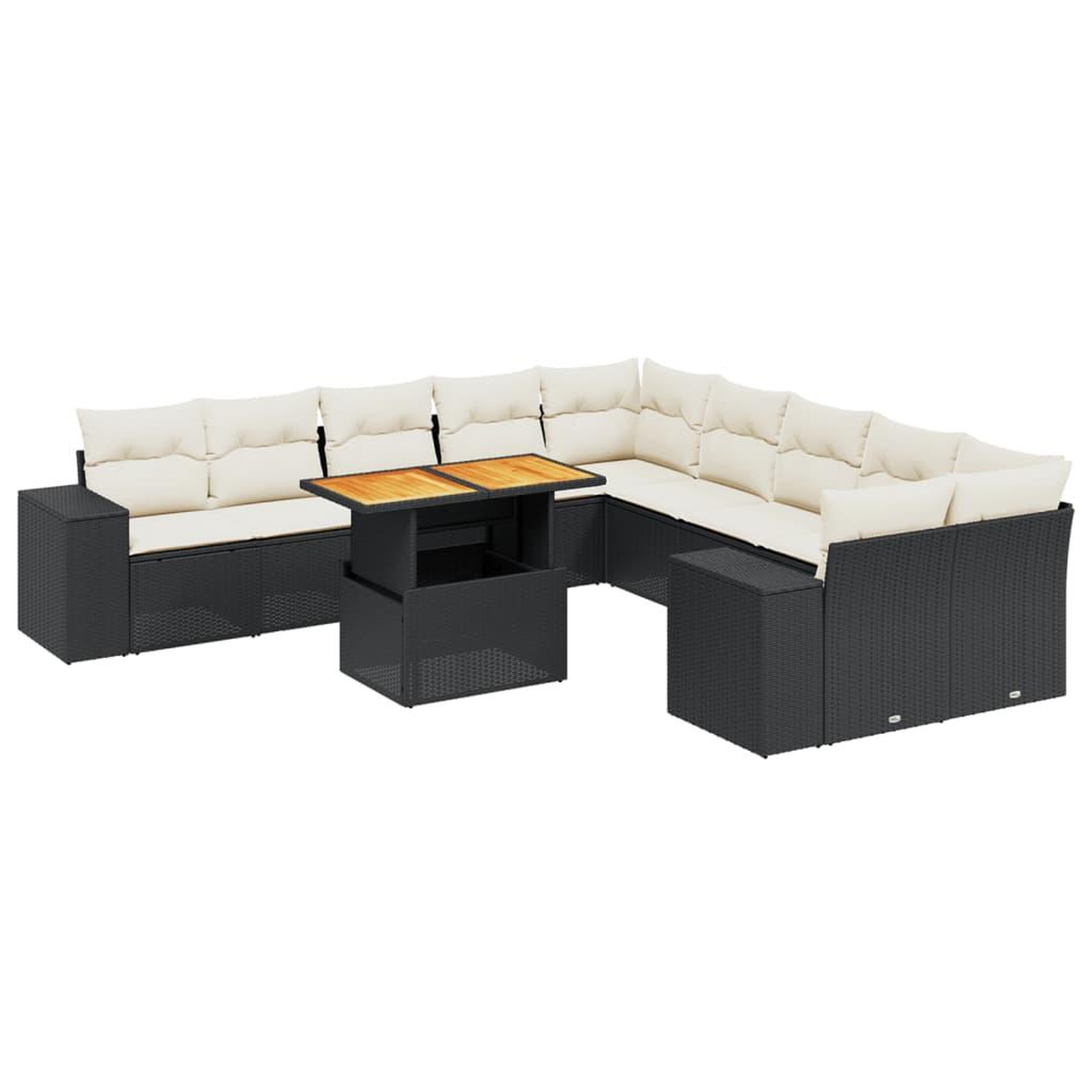 Voir la diapositive 2 : VIDAXL Salon de jardin 11 pcs avec coussins noir resine tressee