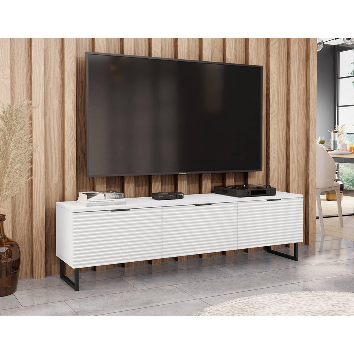BEST MOBILIER Barbara - meuble tv - blanc - 150 cm