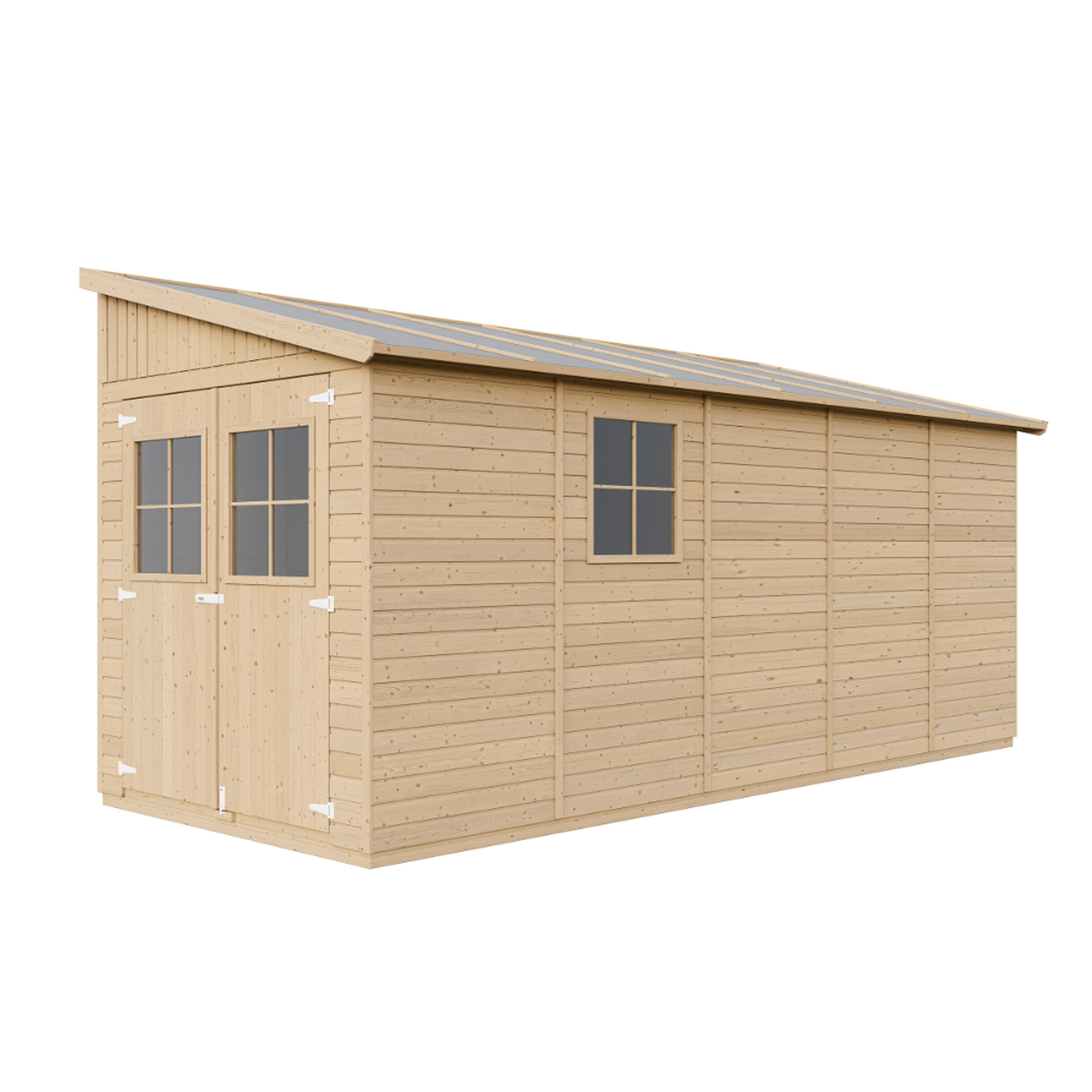 Voir la diapositive 3 : TIMBELA Abri de Jardin en Bois avec paroi latérale - 10 m2 M341A