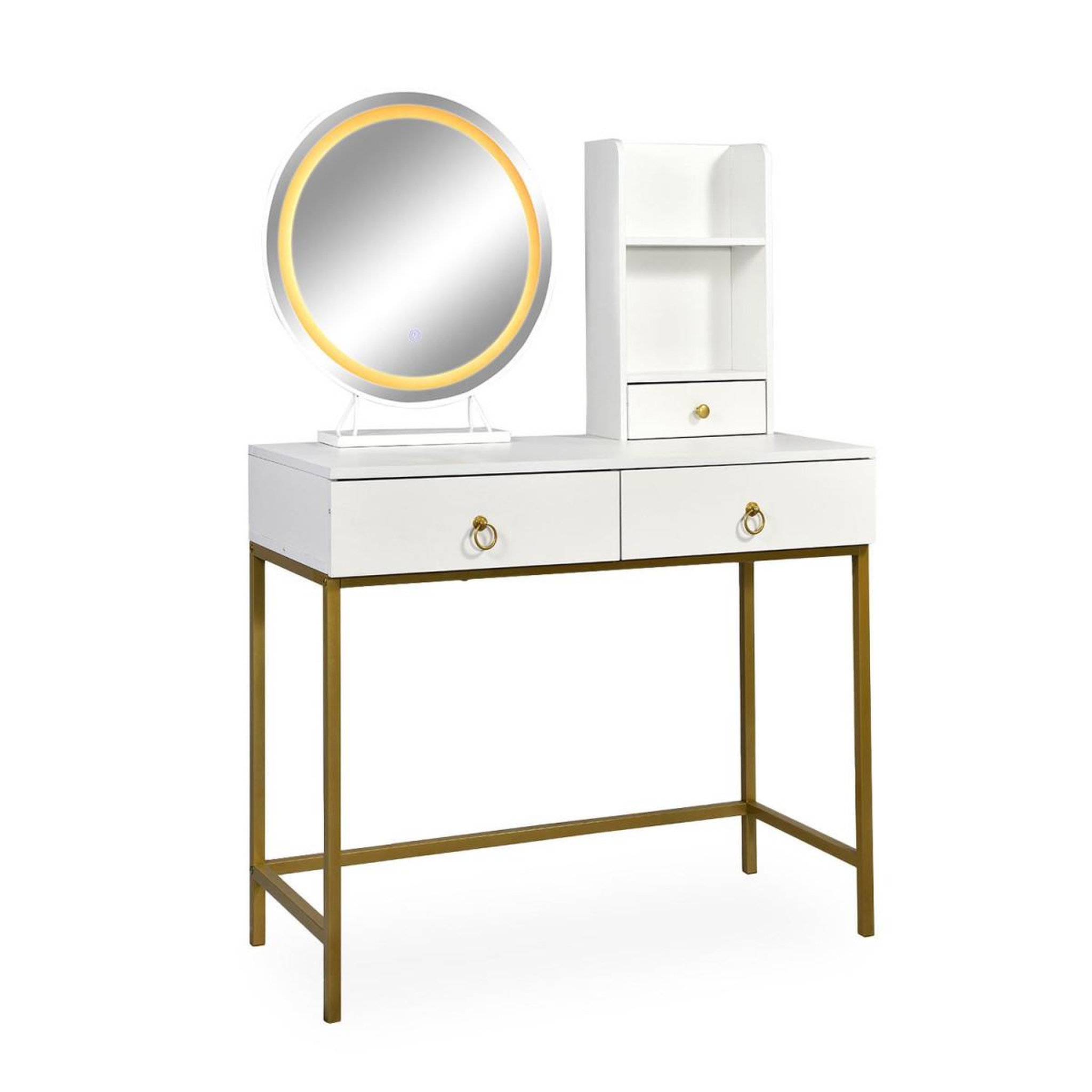 Paris Prix Coiffeuse avec miroir lumineux  essie  125cm blanc & or