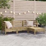VIDAXL Canape de jardin 3 places avec repose-pieds bois pin impregne