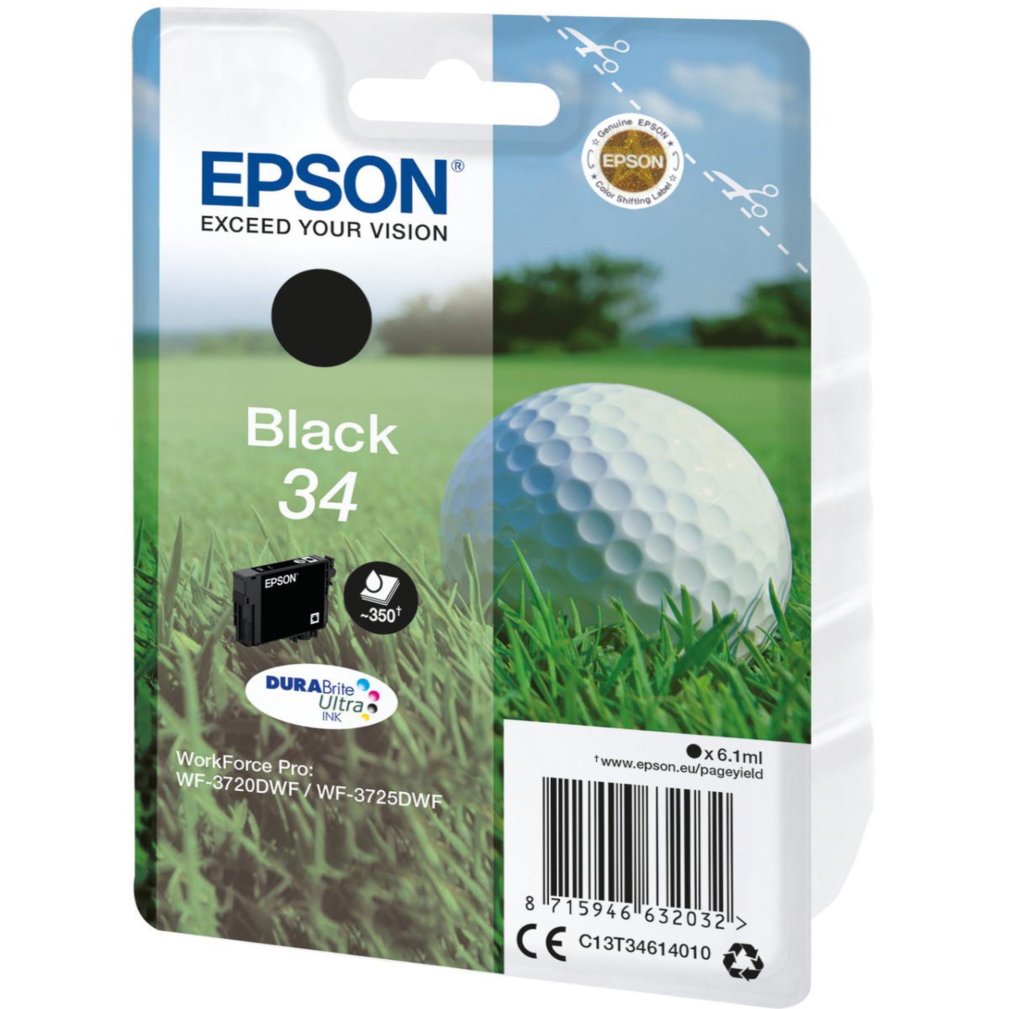 Voir la diapositive 3 : Epson Cartouche d'encre Epson 34 - 6,1 ml - Noir - Original