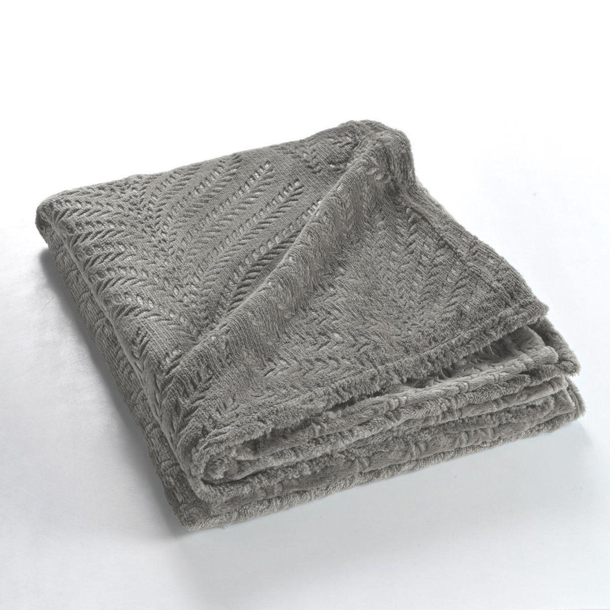 Voir la diapositive 3 : Douceur d'Intérieur Plaid uni en flanelle  nelia  125x150cm gris