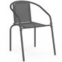 Voir la diapositive 3 : ID MARKET Lot de 6 chaises de jardin THELMA métal et textilène empilables gris anthracite