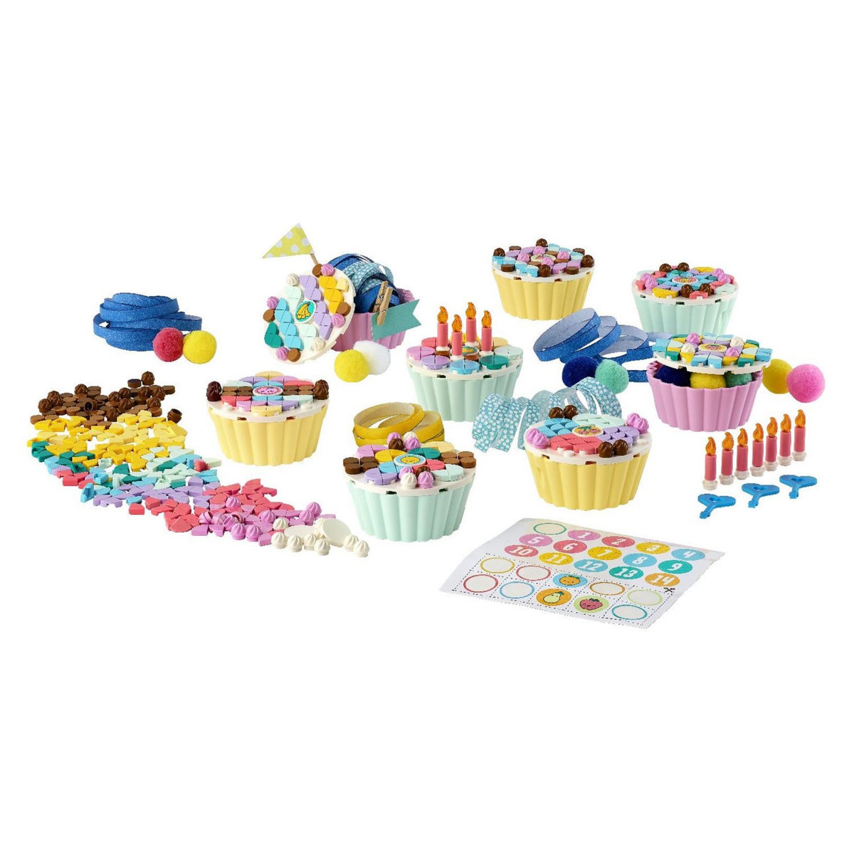 LEGO DOTS 41926 Kit Créatif de Fête avec Cupcakes, Décoration d'Anniversaire, Bricolage