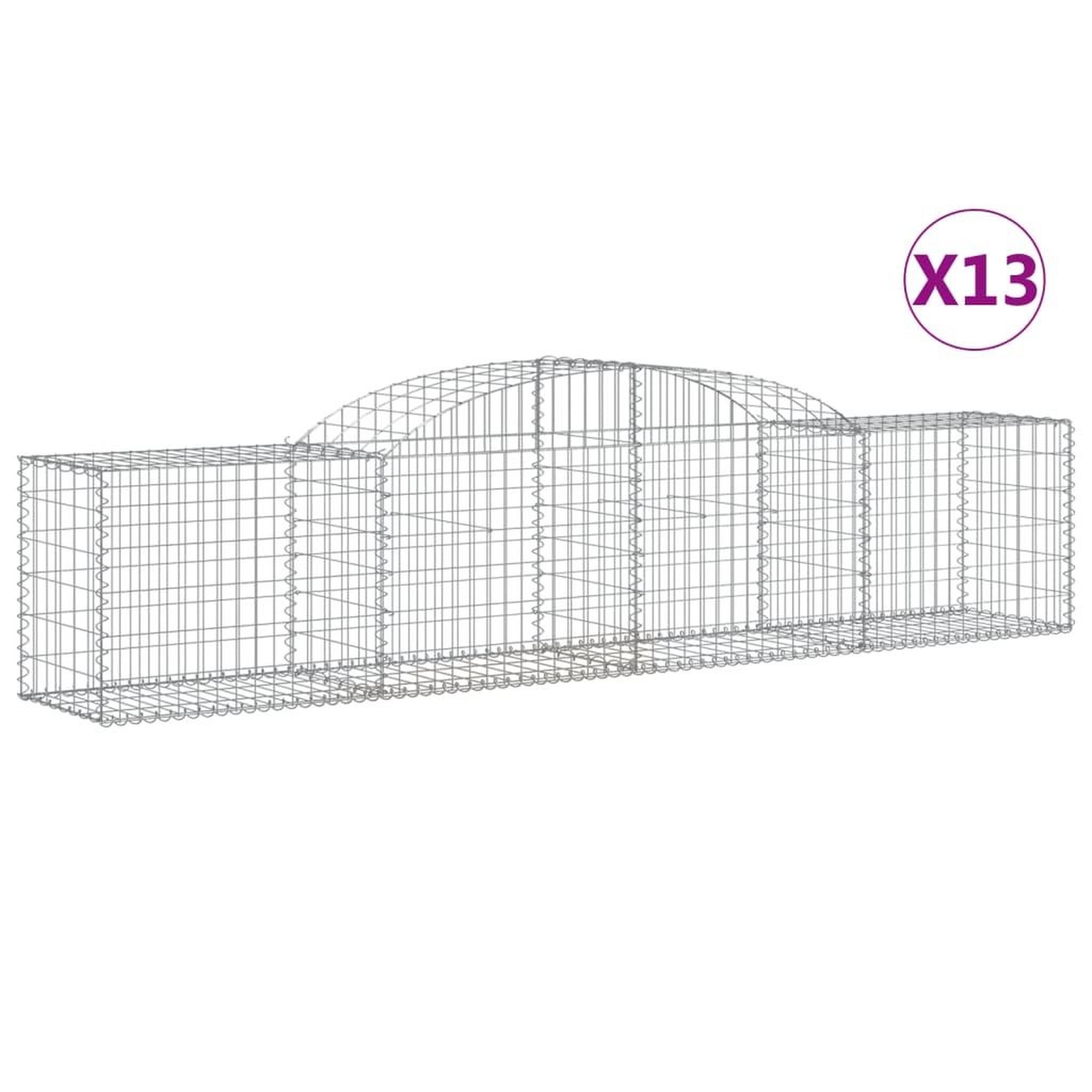 Voir la diapositive 2 : VIDAXL Paniers a gabions arques 13 pcs 300x50x60/80 cm fer galvanise
